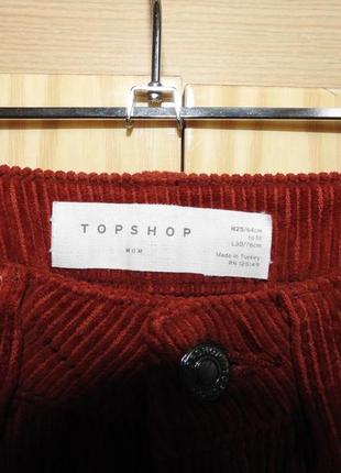 Topshop теракотові вельветові джинси мом р w25 l30 бавовна джинсі терракотові4 фото