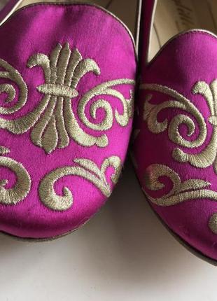 Розовые балетки,туфли,лодочки,золотая вышивка,glitter pink6 фото