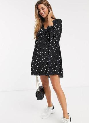 Повседневное платье мини в горошек с запахом asos design maternity1 фото