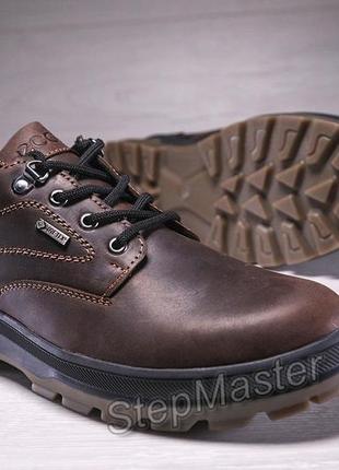 Спортивные кожаные туфли ecco waterproof nubuck brown