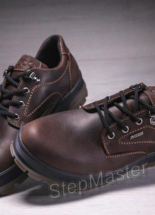 Спортивные кожаные туфли ecco waterproof nubuck brown6 фото