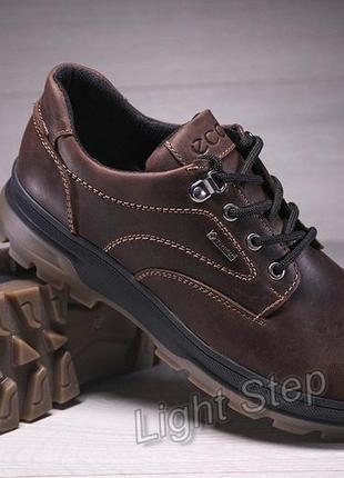 Спортивні шкіряні черевики ecco track waterproof brown