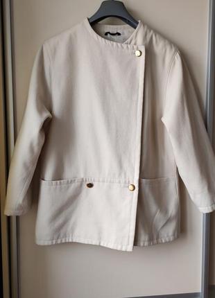 Вовняний вінтажний блейзер жакет молочного кольору