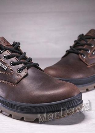 Спортивные кожаные туфли ecco track waterproof brown2 фото