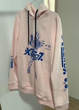 Розовое худи кофта в принт bershka