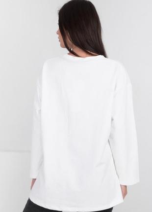 Стильная белая кофта реглан блуза большой размер батал оверсайз с рисунком3 фото