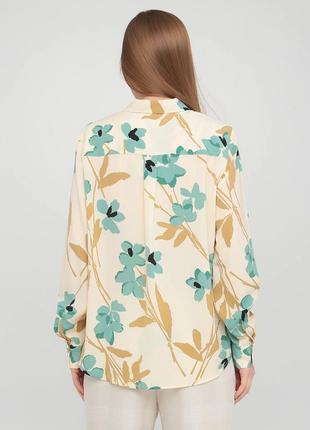 Бежевая блуза рубашка в стильный принт h&m (размер 38)3 фото