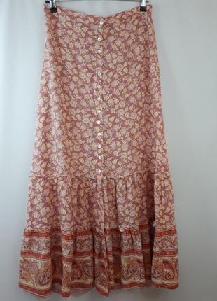 Итальянская длинная юбка в нюдовый принт на пуговицах  (размер 38-40)2 фото