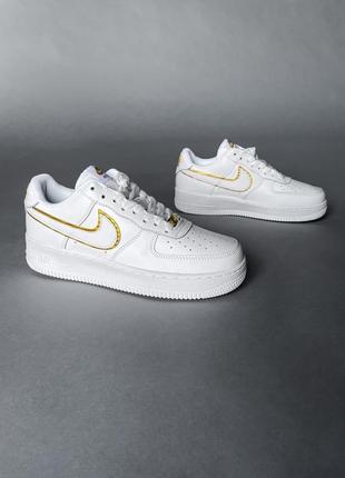 Nike air force 1 white/gold 2.0 женские кроссовки найк аир форс4 фото