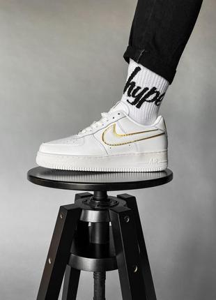 Nike air force 1 white/gold 2.0 женские кроссовки найк аир форс10 фото