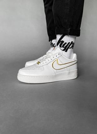 Nike air force 1 white/gold 2.0 женские кроссовки найк аир форс7 фото