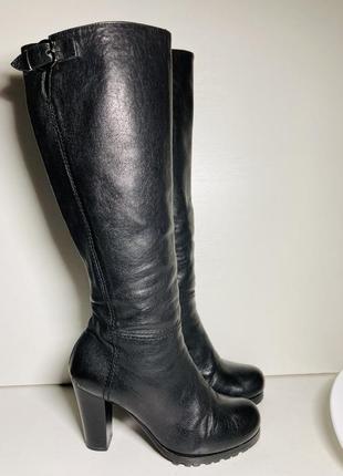 Люксові шкіряні чобітки демісезонні чоботи жіночі ботфорти 36 розмір1 фото