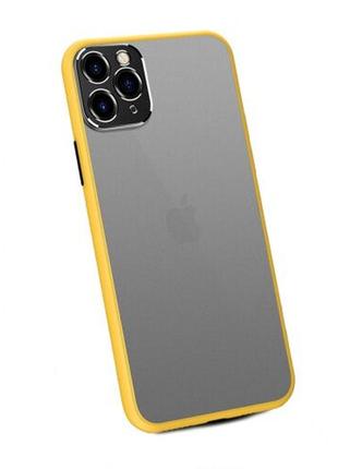 Чехол xcase для iphone 11 pro max matt case camera lens yellow black1 фото