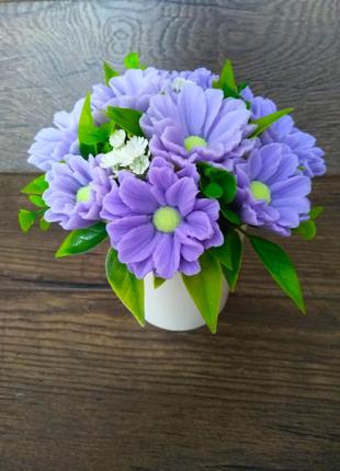 Міні-букетик фіолетові ромашки, мильні ромашки