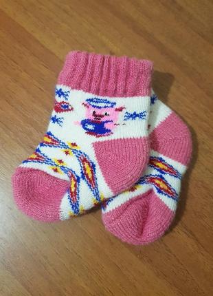 Новые шерстяные вязаные носочки 10-12см, зимние теплые носки детские для девочки