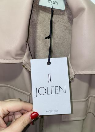 Ідеальна шкіряна куртка в бежевому кольорі joleen5 фото