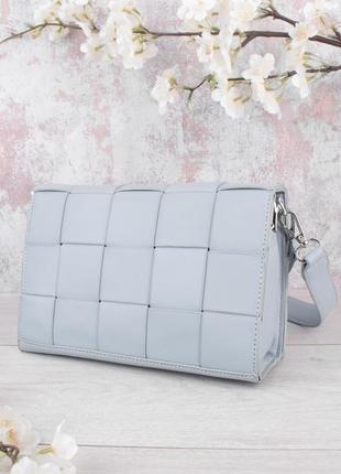 Стильная голубая сумка сумочка клатч на длинной короткой ручке