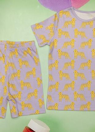 Пижама для девочки 12-18м (80-86см) сиреневая с принтом тигра george 1730