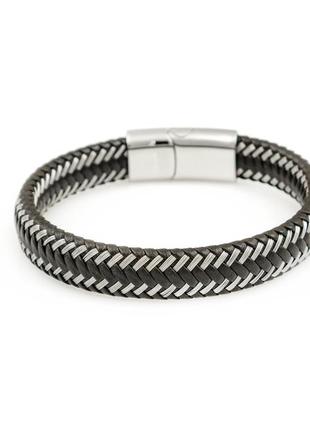 Браслет steel story из медицинской стали 316l и экокожи (bsk-2152)