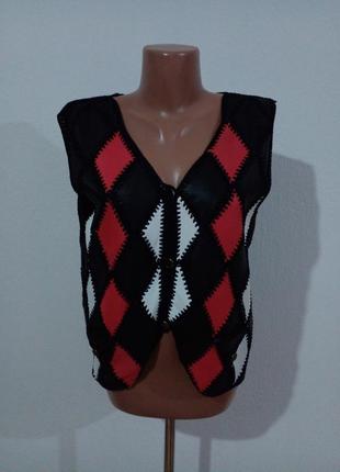 Винтажный кожаный жилет