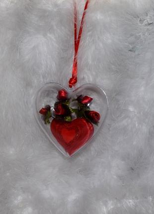 Підвіска-серце "трояндочки в сердечку"2 фото
