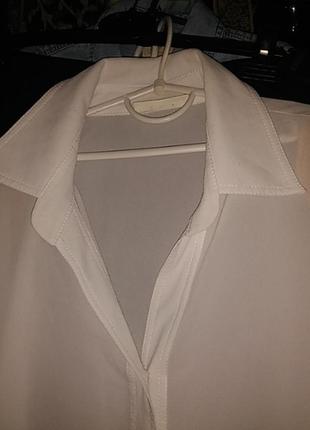 Белая блузка рубашка шифон с большими манжетами  винтаж3 фото