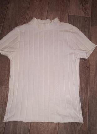 Базова біла футболка, топ з коміром стійка6 фото