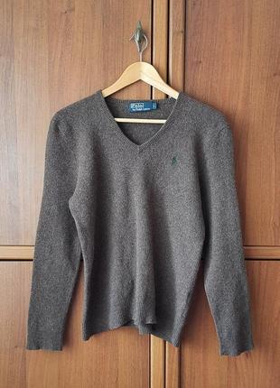 Коричневый винтажный шерстяной свитер/пуловер polo by ralph lauren vintage