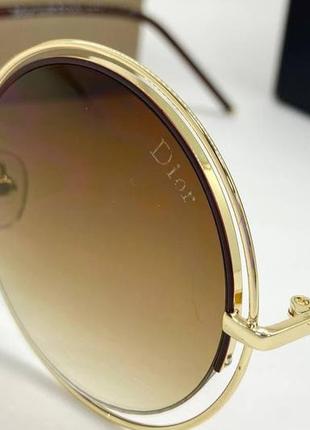Женские солнцезащитные очки круглые крупные линзы с градиентом в металлической оправе7 фото