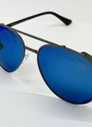 Очки солнцезащитные polarized авиаторы капли с синими зеркальными линзами поляризация и металлическими шорами