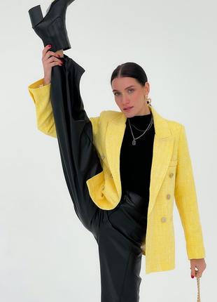 Яркий двубортный пиджак жакет из твида3 фото