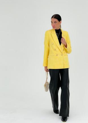 Яркий двубортный пиджак жакет из твида4 фото