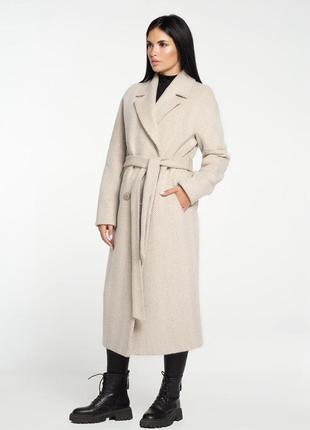 Пальто жіноче накладні кишені демісезонне вовняне №1385 | 42, 44, 46, 48, 50, 52 розміри