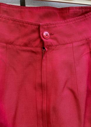 Винтаж,красная юбка-карандаш,карманы по боку,шёлк+лён,люкс бренд,оригинал kenzo2 фото