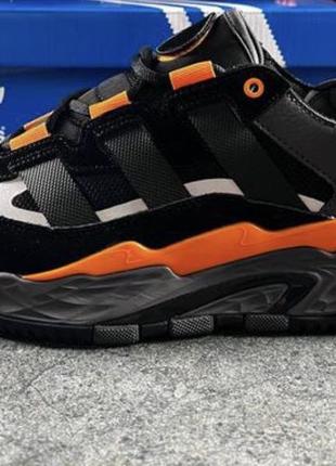 Чоловічі кросівки adidas niteball  black/orange / мужские кроссовки адидас нитебел чёрные с оранжевым3 фото