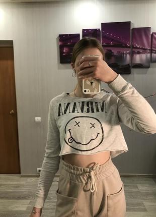 Кофта-топ с принтом nirvana h&m