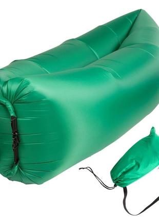 Безкамерний надувний шезлонг (ламзак) rip-stop 2.0 зелений
