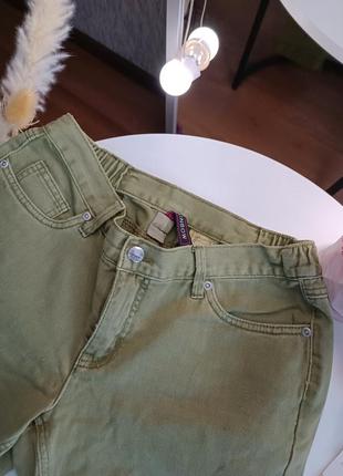 Рвані джинси в кольорі хакі5 фото
