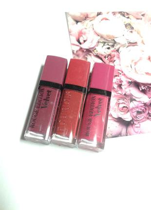 Набір 3 рідкі матові помади bourjois rouge edition velvet lipstick №01, 05, 142 фото