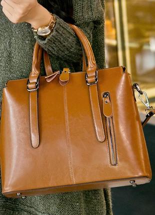 Женская кожаная коричневая сумка