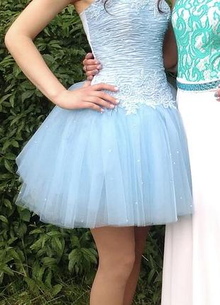 Платье,выпускное платье,голубое платье,небесно голубое платье,фатиновое платье