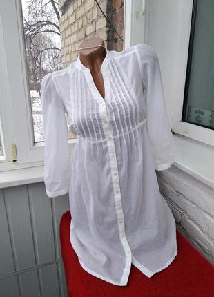 Шикарное удлиненная  белое платье рубашка h&amp;m
