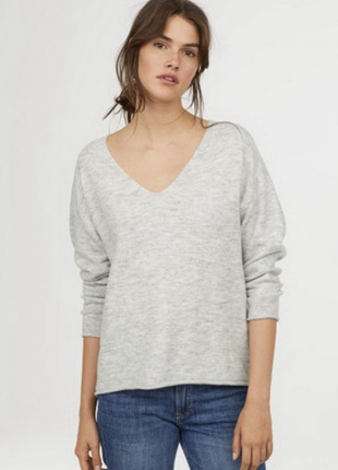 Свитер, джемпер, кофта, пуловер, серый, базовый, шерсть, h&m