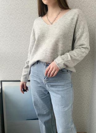 Свитер, джемпер, кофта, пуловер, серый, базовый, шерсть, h&m8 фото