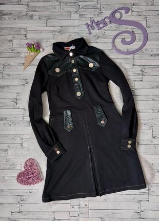 Платье chia brand черное с кожаными вставками