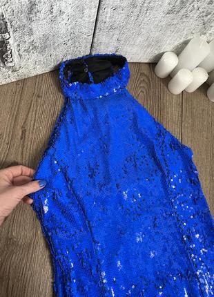Синее нарядное вечернее платье zara паетка паєтка паетку зара4 фото