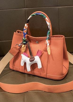 Жіноча шкіряна помаранчева сумка в стилі hermes1 фото