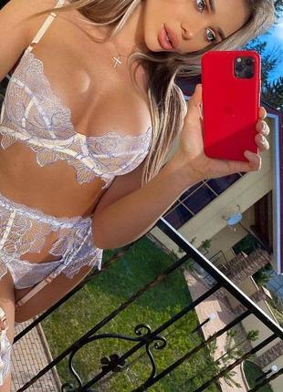 Мереживний ніжний комплект з поясом 5 в 1🔥