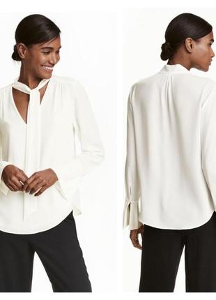 100% віскоза біла натуральна віскозна блуза з бантом якість!!!