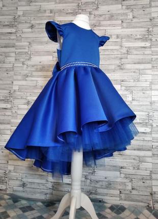 Платье синие со  шлейфом  для девочки на любое торжество